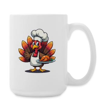Cuisinier de dinde de Thanksgiving Thanksgiving - Grande tasse 440 ml - blanc - Droite