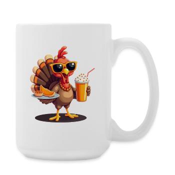 Dinde de Thanksgiving avec lunettes de soleil - Grande tasse 440 ml - blanc - Droite