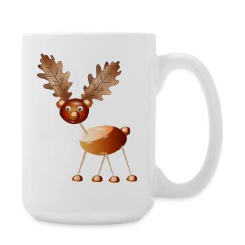 Lustiges Kastanien-Rentier – Bastelspaß & Kindheit - Große Tasse 440 ml - Weiß - Rechts