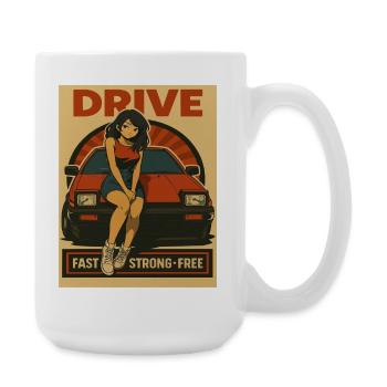 Retro Drive Girl Japan JDM Car Racing - Large Mug 440 ml - white - Right