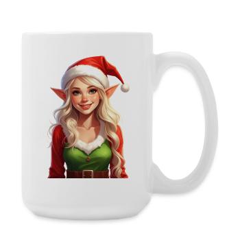 Weihnachtselfe (weiblicher Weihnachtself) - Große Tasse 440 ml - Weiß - Rechts