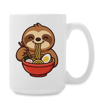 Cute Sloth Cartoon with Noodles Ramen Minimalist - Large Mug 440 ml - white - Right