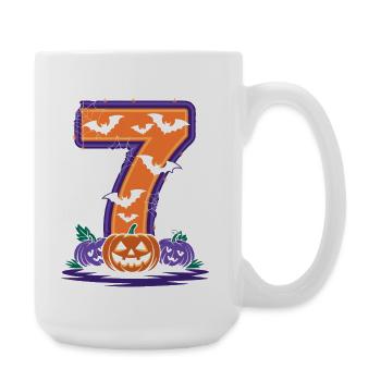 Halloween 7 Design mit Kürbissen und Fledermäusen - Große Tasse 440 ml - Weiß - Rechts
