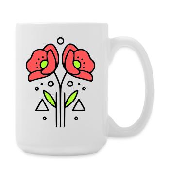 Poppy Poppies Minimalist Line Art 9 - Large Mug 440 ml - white - Right