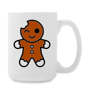 Funny bitten gingerbread man christmas - Large Mug 440 ml - white - Right