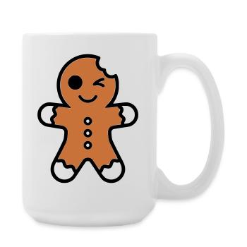 Funny bitten gingerbread man christmas - Large Mug 440 ml - white - Right