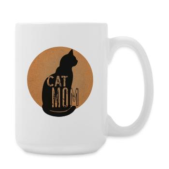 Katzenmama Silhouette im Vintage Stil - Große Tasse 440 ml - Weiß - Rechts