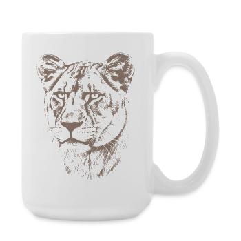 Illustration de lionne - Grande tasse 440 ml - blanc - Droite