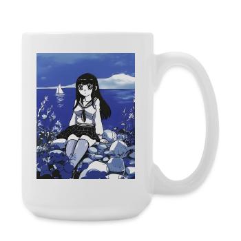 Seemann Mädchen Schulmädchen am Meeres in Blau - Große Tasse 440 ml - Weiß - Rechts