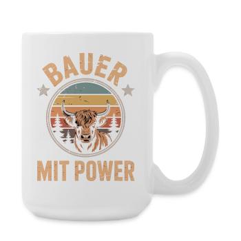 Bauer mit Power Geschenk für Bauern Landwirt - Große Tasse 440 ml - Weiß - Rechts