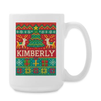 Festlicher Name Kimberly Hässlicher Weihnachtsstil, Weihnachten - Große Tasse 440 ml - Weiß - Rechts