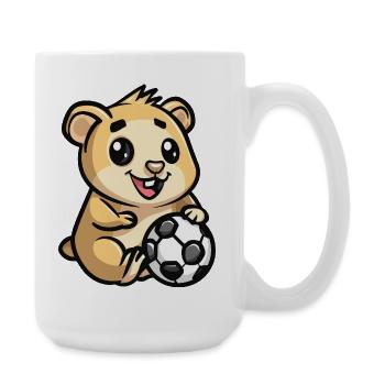 Hamster câlin avec ballon de foot - Grande tasse 440 ml - blanc - Droite