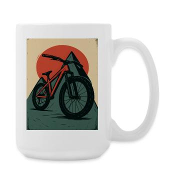 Mountain Bike in roter Sonne - Große Tasse 440 ml - Weiß - Rechts