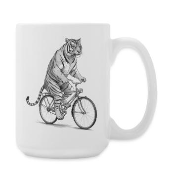 Tiger Rider auf Vintage-Fahrrad - Große Tasse 440 ml - Weiß - Rechts