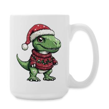 Dinosaur T-Rex Christmas Xmas - Large Mug 440 ml - white - Right