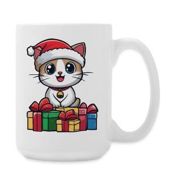 Cat Christmas Gifts Head - Large Mug 440 ml - white - Right