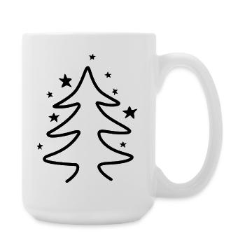 Minimalistischer Weihnachtsbaum mit Sternen - Große Tasse 440 ml - Weiß - Rechts