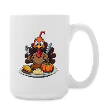 Thanksgiving Drôle Dinde de Thanksgiving - Grande tasse 440 ml - blanc - Droite