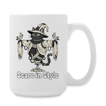 Scare in Style: Halloween-Katze - Große Tasse 440 ml - Weiß - Rechts