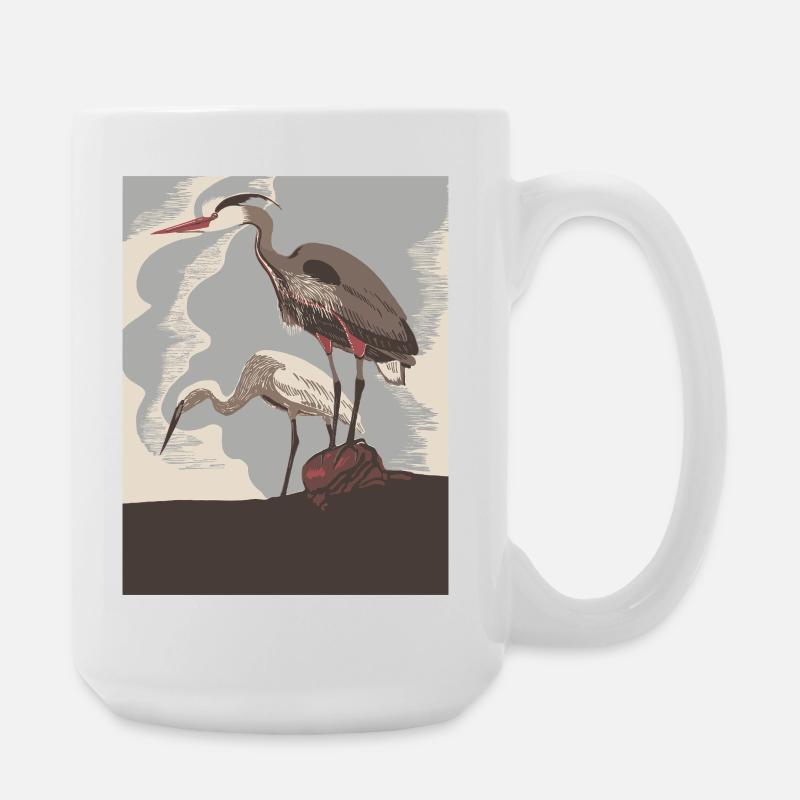 Heronenküste im Retro-Stil - Große Tasse 440 ml - Weiß