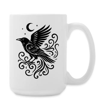 Rauhnächte Rabe mit Mond und Sternen - Große Tasse 440 ml - Weiß - Rechts