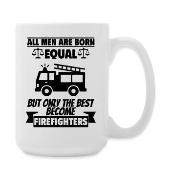 All men are born equal Firefighter - Large Mug 440 ml - white - Right