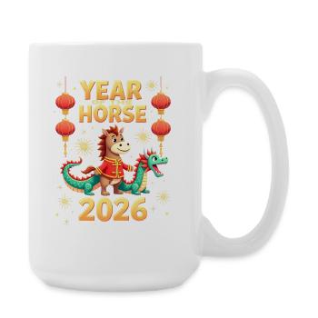 Chinese New Year Of The Horse 2026 - Große Tasse 440 ml - Weiß - Rechts