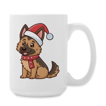 Puppy Shepherd Weihnachtshut Rot - Große Tasse 440 ml - Weiß - Rechts
