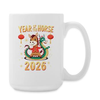 Chinese New Year Of The Horse 2026 - Große Tasse 440 ml - Weiß - Rechts