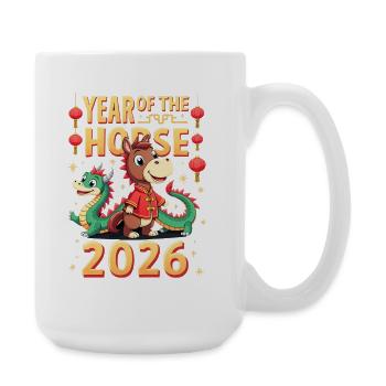Chinese New Year Of The Horse 2026 - Große Tasse 440 ml - Weiß - Rechts