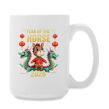 Nouvel An chinois du cheval 2026 - Grande tasse 440 ml - blanc - Droite