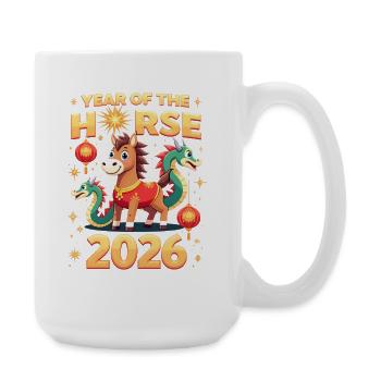 Nouvel An chinois du cheval 2026 - Grande tasse 440 ml - blanc - Droite