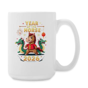 Nouvel An chinois du cheval 2026 - Grande tasse 440 ml - blanc - Droite