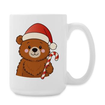 Cute Christmas Bear with Candy Cane - Large Mug 440 ml - white - Right