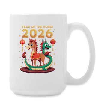 Chinese New Year Of The Horse 2026 - Große Tasse 440 ml - Weiß - Rechts