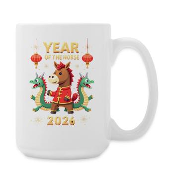 Nouvel An chinois du cheval 2026 - Grande tasse 440 ml - blanc - Droite