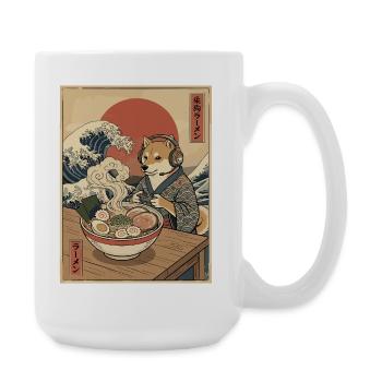 Kawaii Gamer Shiba Gaming with Ramen Bowl Sweet - Large Mug 440 ml - white - Right