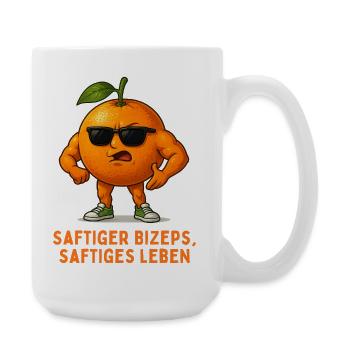 Juicy orange with sunglasses - Large Mug 440 ml - white - Right