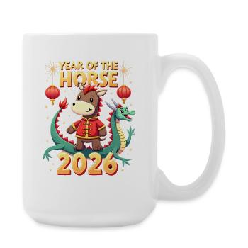Chinese New Year Of The Horse 2026 - Große Tasse 440 ml - Weiß - Rechts