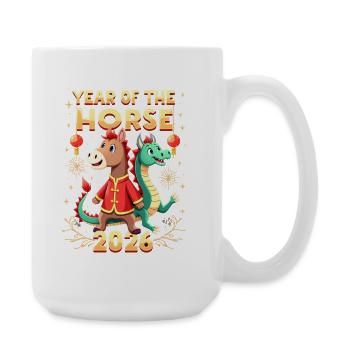 Nouvel An chinois du cheval 2026 - Grande tasse 440 ml - blanc - Droite