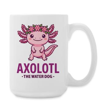 AXOLOTL THE WATER DOG Cute Pink Flower Crown - Large Mug 440 ml - white - Right