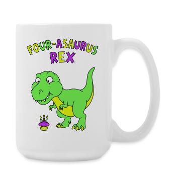Four-asaurus Rex 4 Birthday - Large Mug 440 ml - white - Right