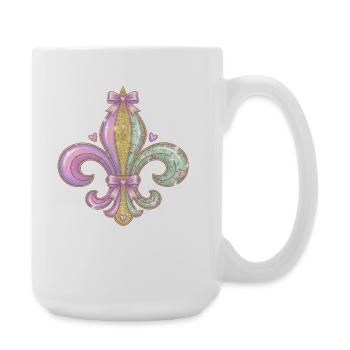 Pastel Glitter Fleurdelis - Large Mug 440 ml - white - Right