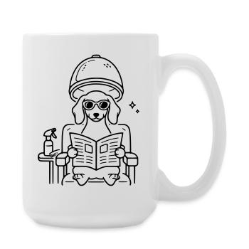 Hund Dackel beim Frisör Minimalistisch Line Art - Große Tasse 440 ml - Weiß - Rechts