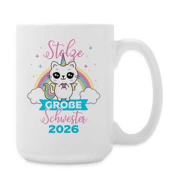 Stolze Große Schwester 2026 Schwangerschaft Katze - Große Tasse 440 ml - Weiß - Rechts