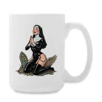 Heilige Nonne auf den Knien - Große Tasse 440 ml - Weiß - Rechts