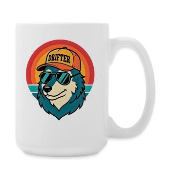 T-shirt du Loup Vagabond Coucher de Soleil - Grande tasse 440 ml - blanc - Droite