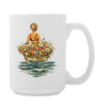 Flower bath in the sea – surreal vintage motif - Large Mug 440 ml - white - Right