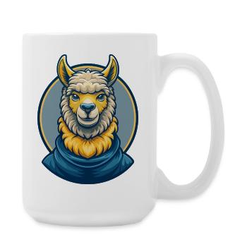 Alpaca Kawaii Maskottchen Cartoon Clipart Logo Abzeichen - Große Tasse 440 ml - Weiß - Rechts