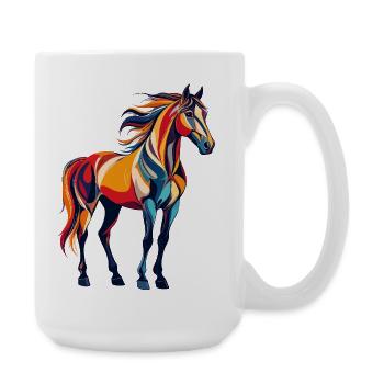 Farbexplosion buntes Pferd abstraktes Pferde Motiv - Große Tasse 440 ml - Weiß - Rechts